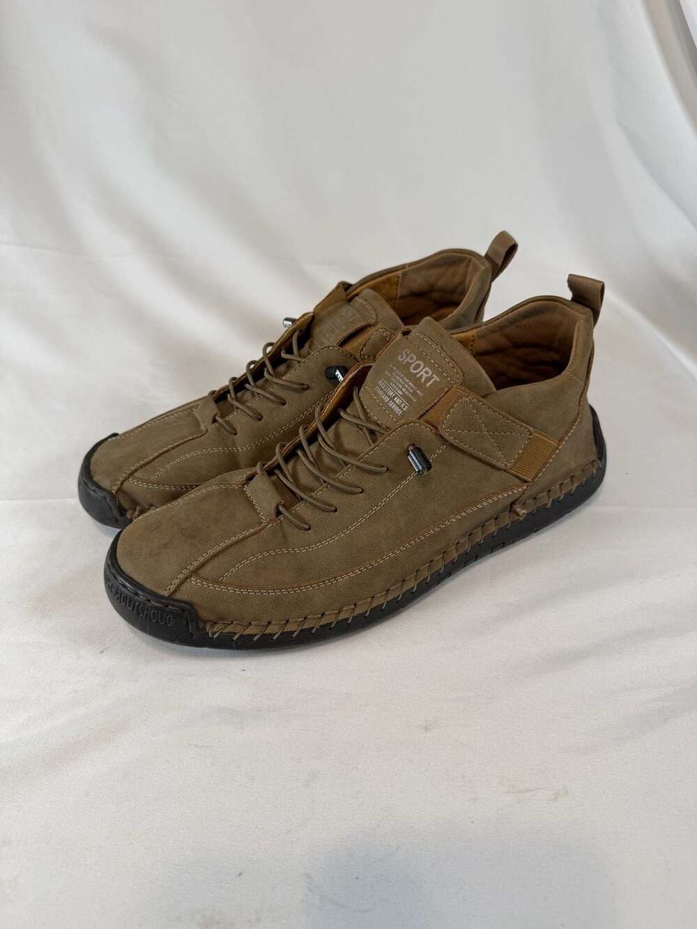 Sport Mens Casual Shoes Brown Leather Mid Top Sneakers Size EU 44 US 10-10.5 Her